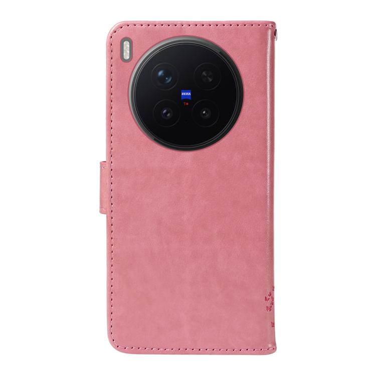 For vivo X300 Pro Tree & Cat Embossed Pattern Flip Leather Phone Case