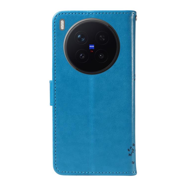 For vivo X300 Pro Tree & Cat Embossed Pattern Flip Leather Phone Case