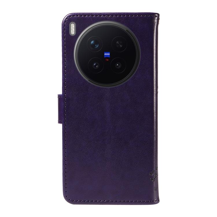 For vivo X300 Pro Tree & Cat Embossed Pattern Flip Leather Phone Case