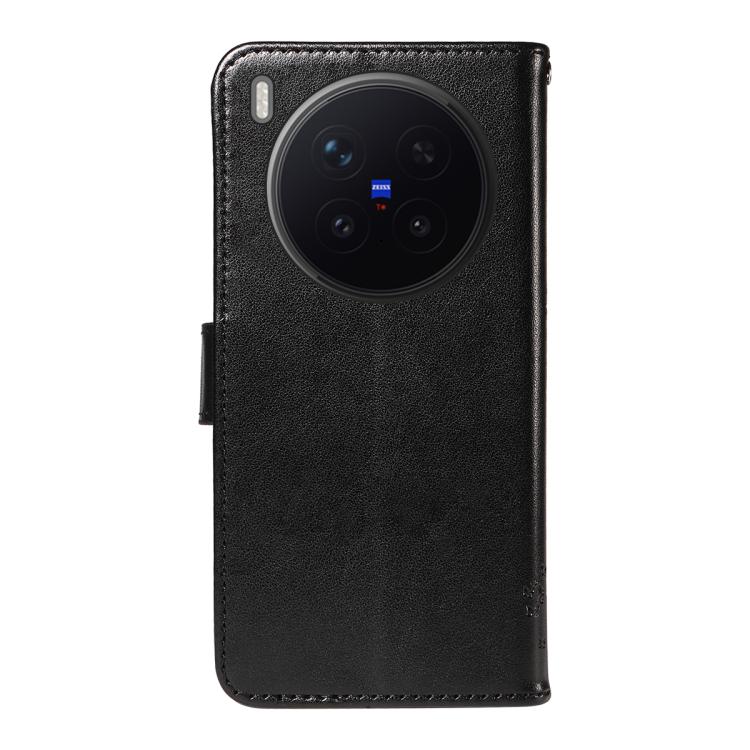 For vivo X300 Pro Tree & Cat Embossed Pattern Flip Leather Phone Case