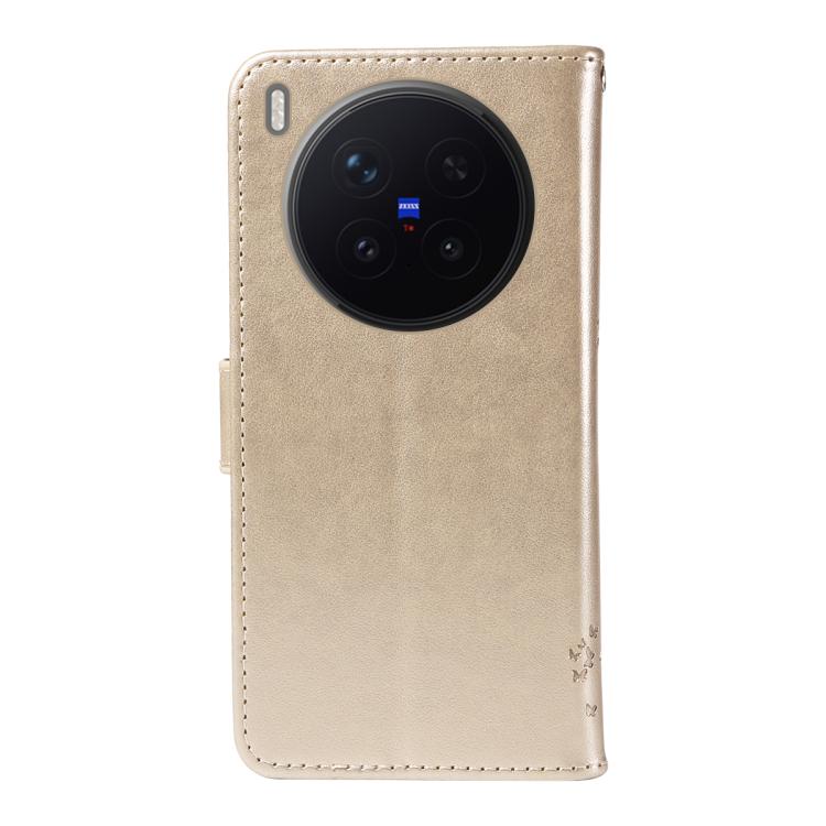 For vivo X300 Pro Tree & Cat Embossed Pattern Flip Leather Phone Case