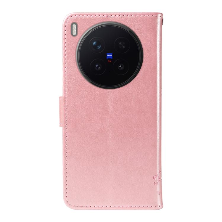 For vivo X300 Pro Tree & Cat Embossed Pattern Flip Leather Phone Case