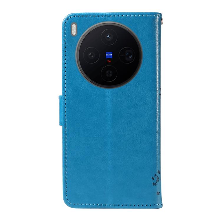 For vivo X300 Tree & Cat Embossed Pattern Flip Leather Phone Case