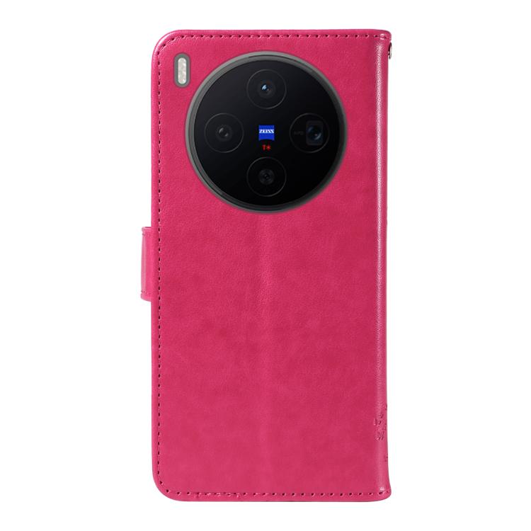 For vivo X300 Tree & Cat Embossed Pattern Flip Leather Phone Case
