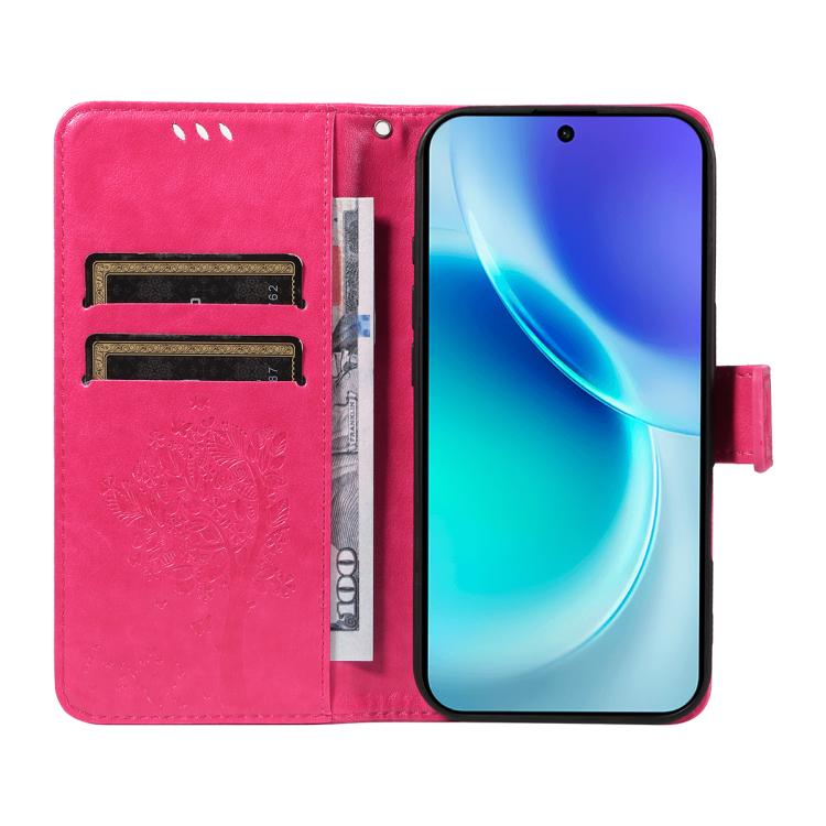 For vivo X300 Tree & Cat Embossed Pattern Flip Leather Phone Case