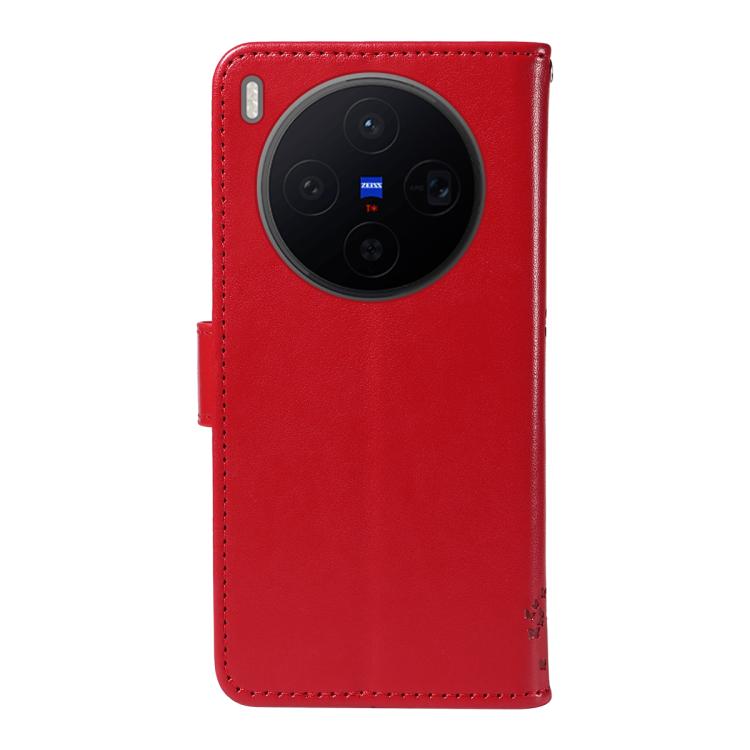 For vivo X300 Tree & Cat Embossed Pattern Flip Leather Phone Case