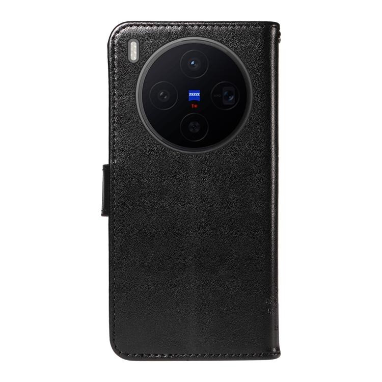 For vivo X300 Tree & Cat Embossed Pattern Flip Leather Phone Case