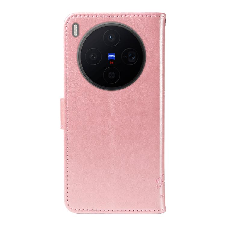 For vivo X300 Tree & Cat Embossed Pattern Flip Leather Phone Case