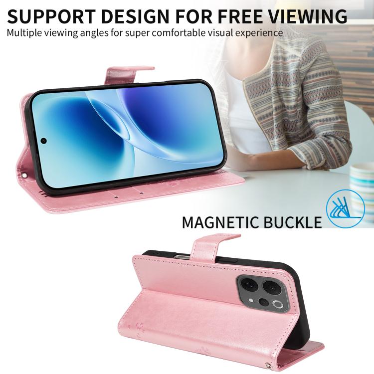For vivo V70 5G Global / V70 Lite Tree & Cat Embossed Pattern Flip Leather Phone Case
