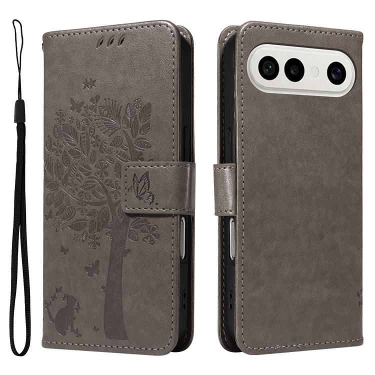 For vivo S50 Pro mini 5G Tree & Cat Embossed Pattern Flip Leather Phone Case