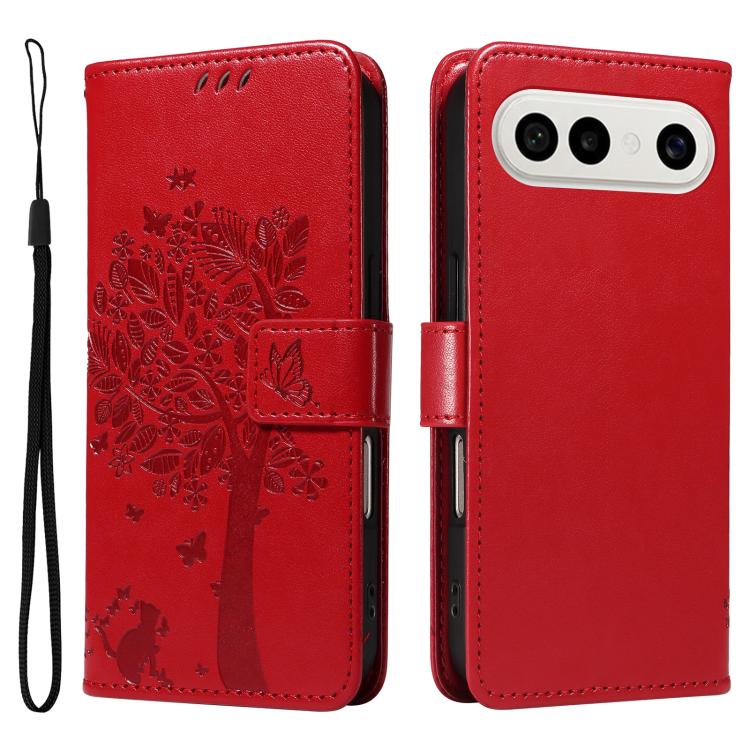 For vivo S50 Pro mini 5G Tree & Cat Embossed Pattern Flip Leather Phone Case