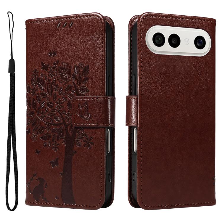 For vivo S50 Pro mini 5G Tree & Cat Embossed Pattern Flip Leather Phone Case
