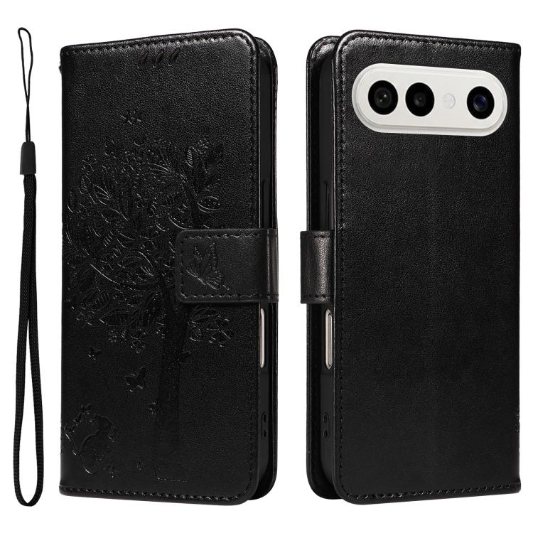 For vivo S50 Pro mini 5G Tree & Cat Embossed Pattern Flip Leather Phone Case