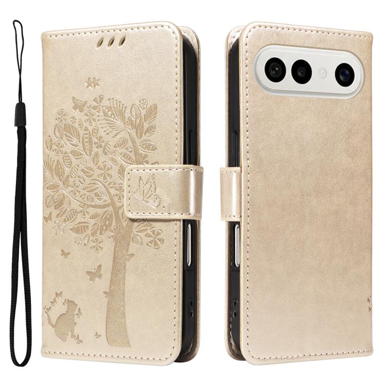 For vivo S50 Pro mini 5G Tree & Cat Embossed Pattern Flip Leather Phone Case