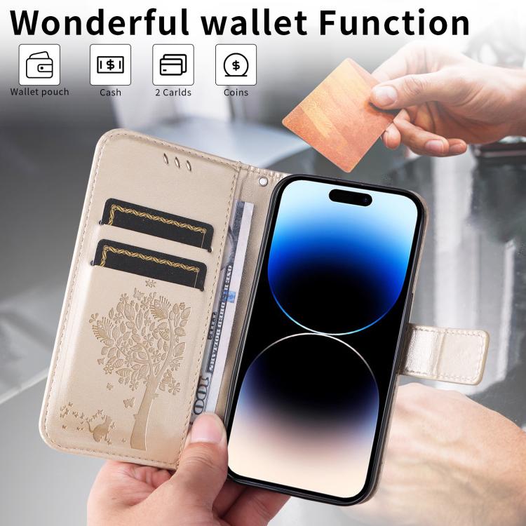 For vivo S50 Pro mini 5G Tree & Cat Embossed Pattern Flip Leather Phone Case