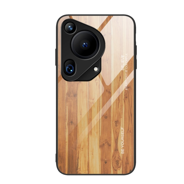 For Huawei Pura 70 Ultra Wood Grain Glass Phone Case