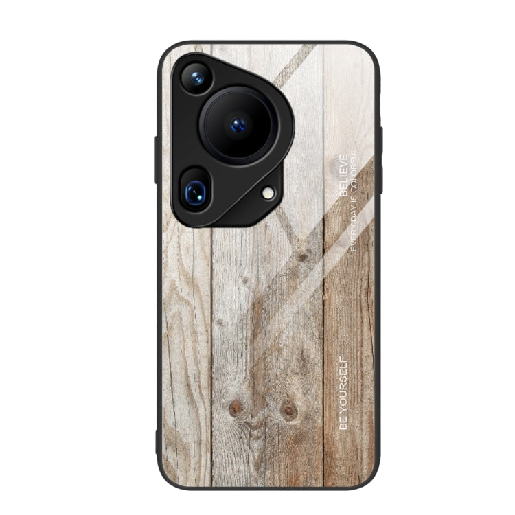 For Huawei Pura 70 Ultra Wood Grain Glass Phone Case
