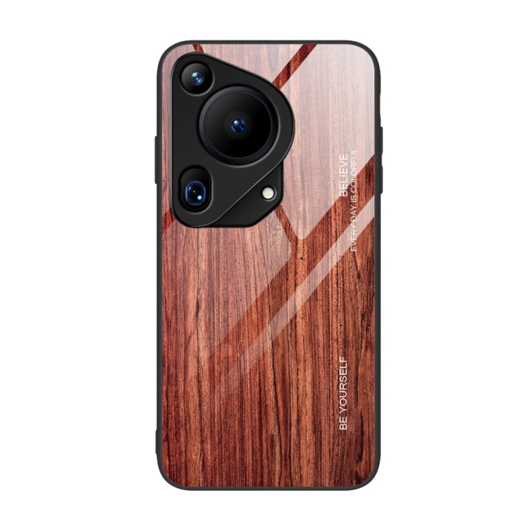 For Huawei Pura 70 Ultra Wood Grain Glass Phone Case