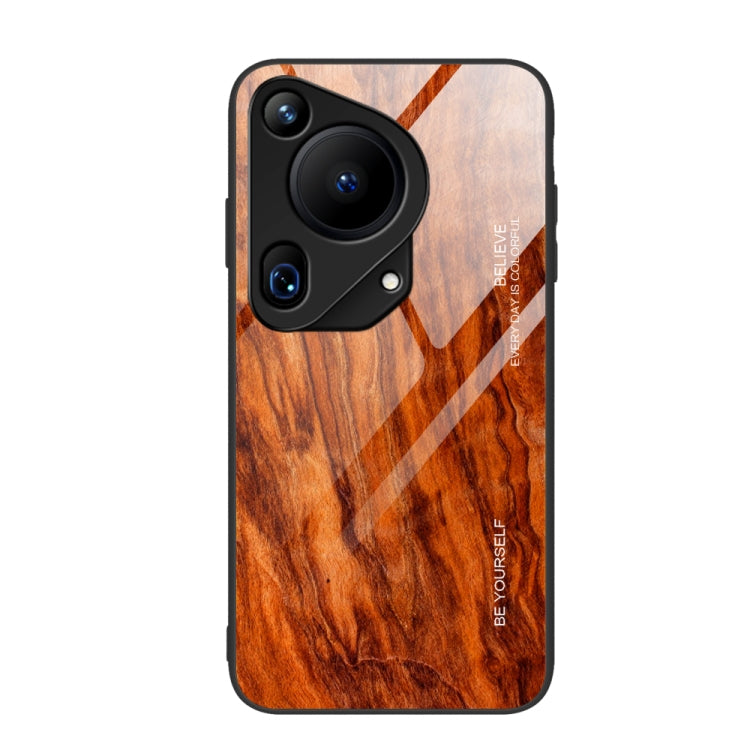 For Huawei Pura 70 Ultra Wood Grain Glass Phone Case