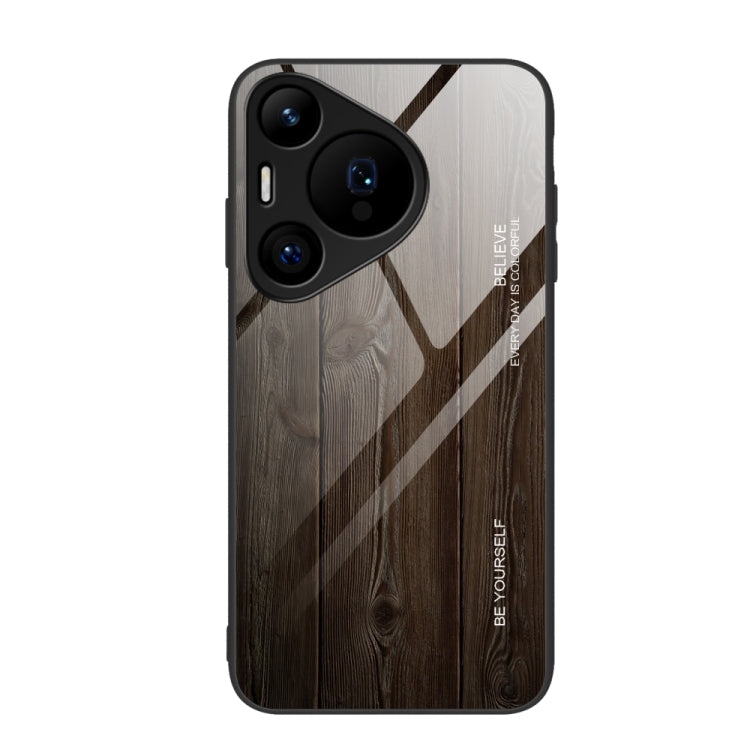 For Huawei Pura 70 Pro Wood Grain Glass Phone Case