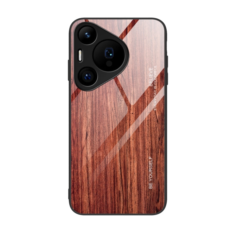 For Huawei Pura 70 Pro Wood Grain Glass Phone Case