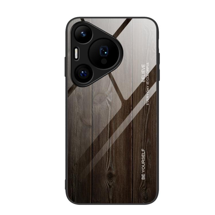 For Huawei Pura 70 Wood Grain Glass Phone Case