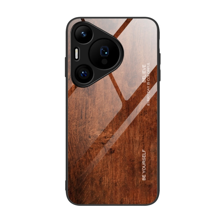 For Huawei Pura 70 Wood Grain Glass Phone Case