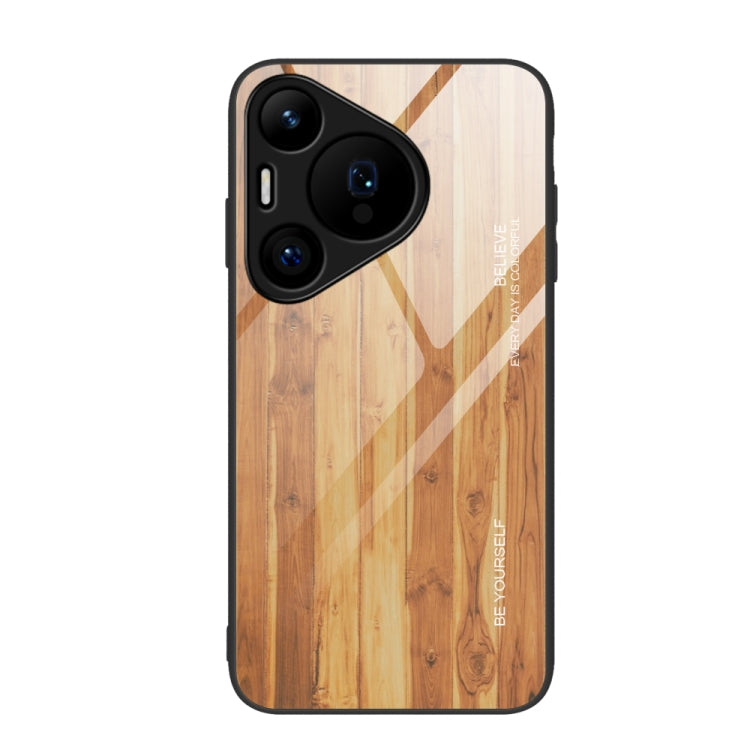 For Huawei Pura 70 Wood Grain Glass Phone Case