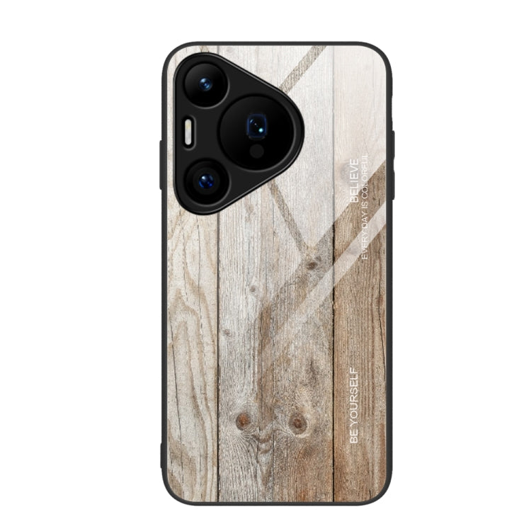 For Huawei Pura 70 Wood Grain Glass Phone Case
