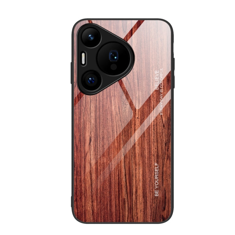 For Huawei Pura 70 Wood Grain Glass Phone Case