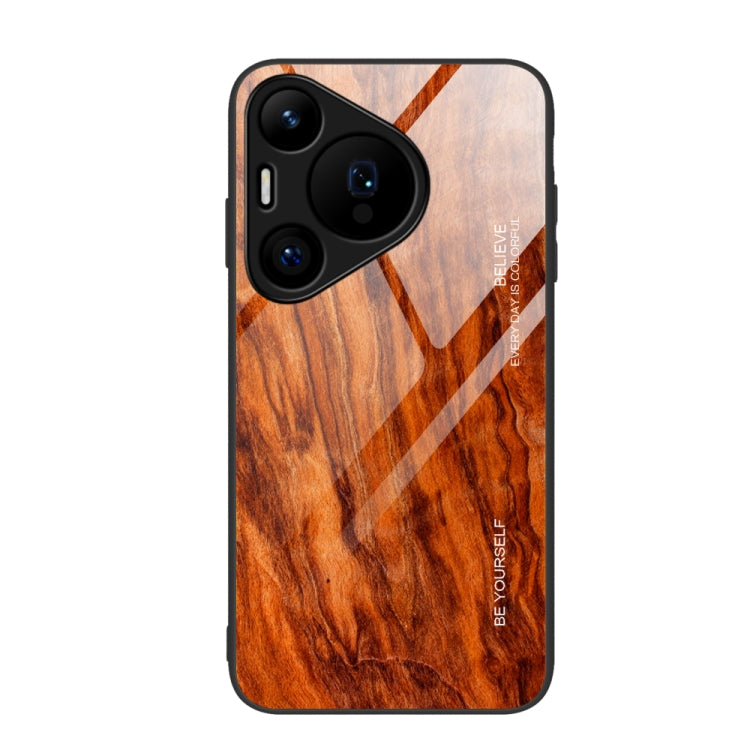 For Huawei Pura 70 Wood Grain Glass Phone Case