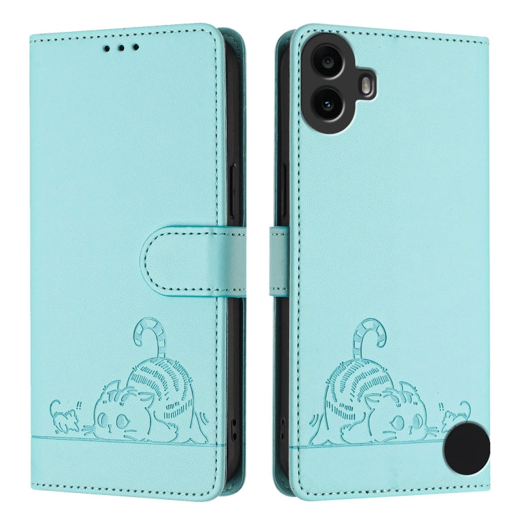 For Nothing CMF Phone 1 Cat Rat Embossed Pattern RFID Leather Phone Case with Lanyard