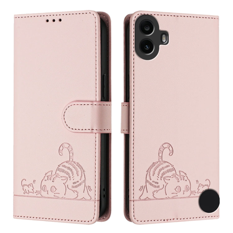 For Nothing CMF Phone 1 Cat Rat Embossed Pattern RFID Leather Phone Case with Lanyard