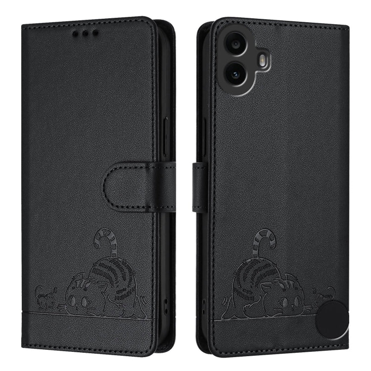 For Nothing CMF Phone 1 Cat Rat Embossed Pattern RFID Leather Phone Case with Lanyard
