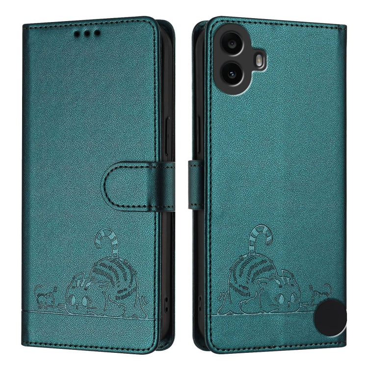 For Nothing CMF Phone 1 Cat Rat Embossed Pattern RFID Leather Phone Case with Lanyard