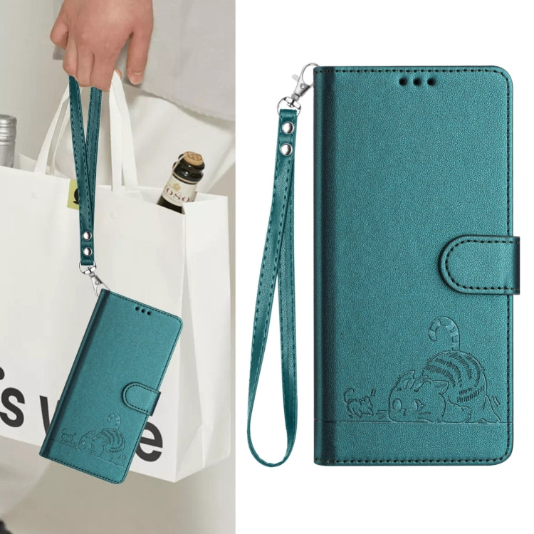For OPPO Find X8 Pro Cat Rat Embossed Pattern RFID Leather Phone Case with Lanyard