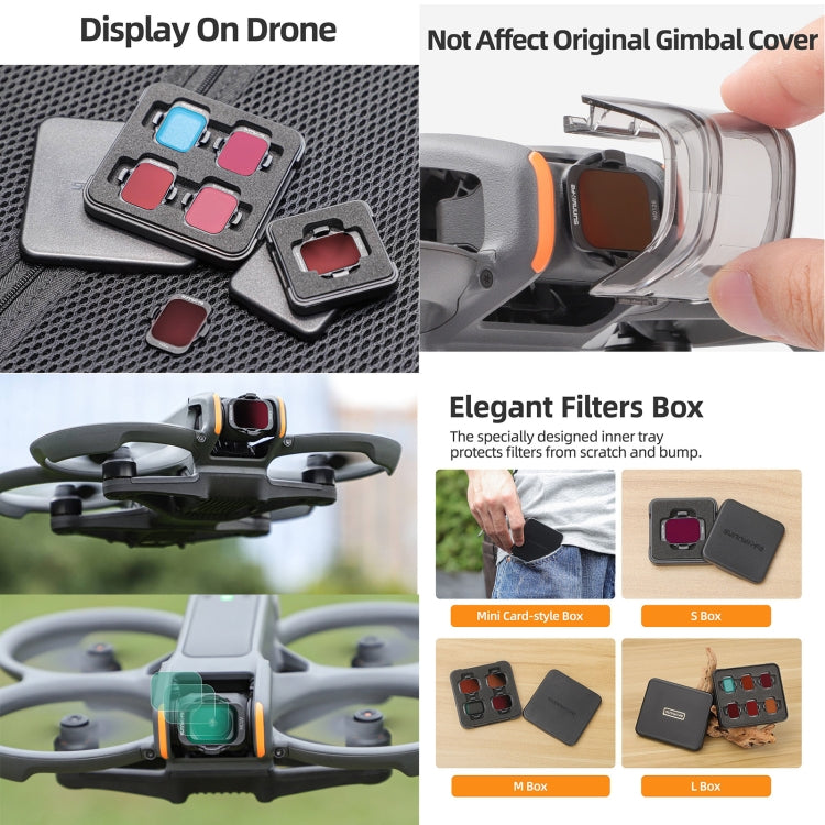 For DJI Avata 2 Sunnylife Camera Lens Filter, Filter:5 in 1 ND8/16/32/64/128