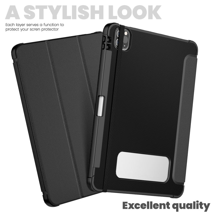 For iPad Pro 12.9 2022 / 2021 / 2020 Carbon Fiber Leather Smart Tablet Case
