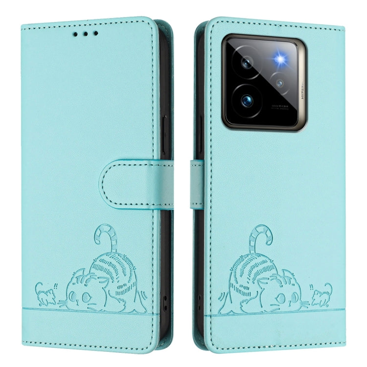 For Realme GT 7 Pro 5G Cat Rat Embossed Pattern RFID Leather Phone Case with Lanyard