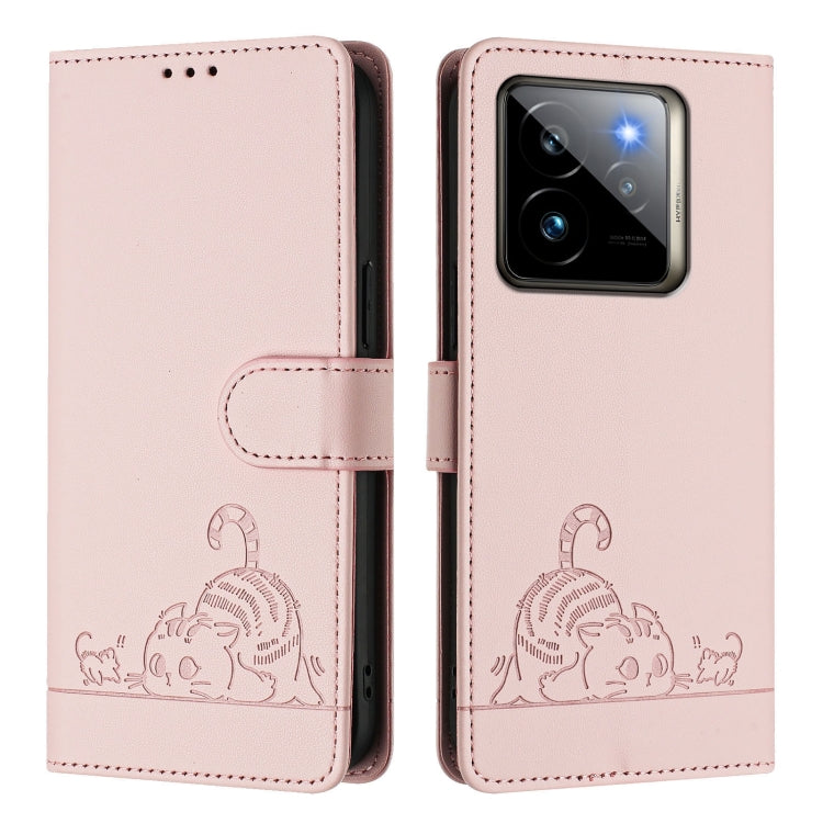 For Realme GT 7 Pro 5G Cat Rat Embossed Pattern RFID Leather Phone Case with Lanyard