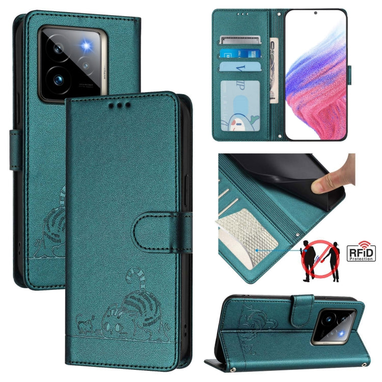For Realme GT 7 Pro 5G Cat Rat Embossed Pattern RFID Leather Phone Case with Lanyard