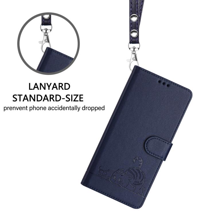 For Realme 15 / 15 Pro 5G Global Cat Rat Embossed Pattern RFID Leather Phone Case with Lanyard