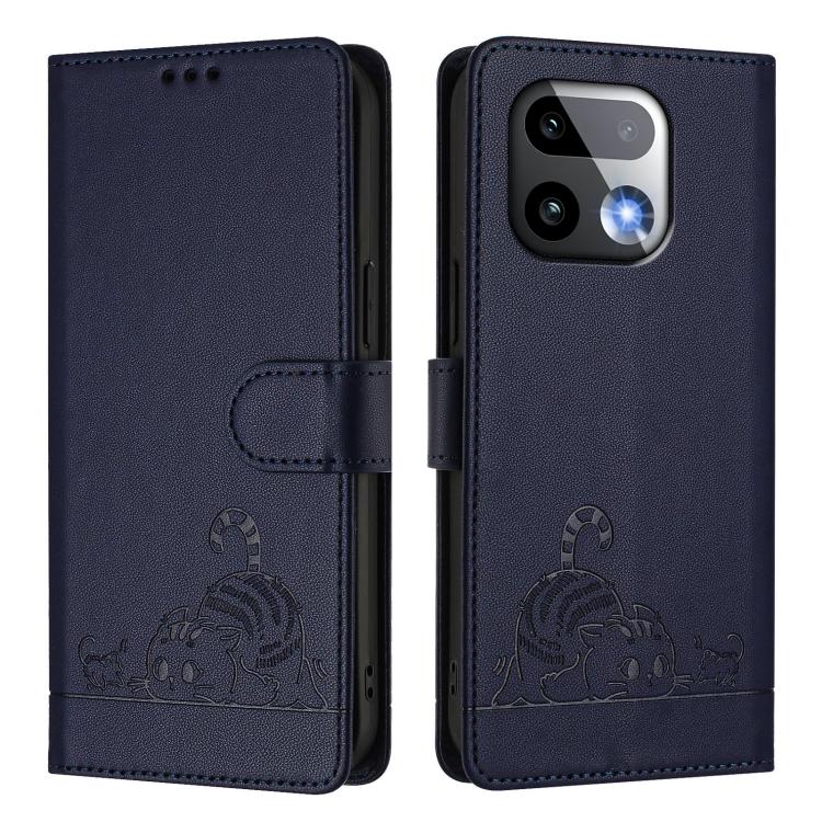 For Realme 16 Pro+ 5G Global Cat Rat Embossed Pattern RFID Leather Phone Case with Lanyard