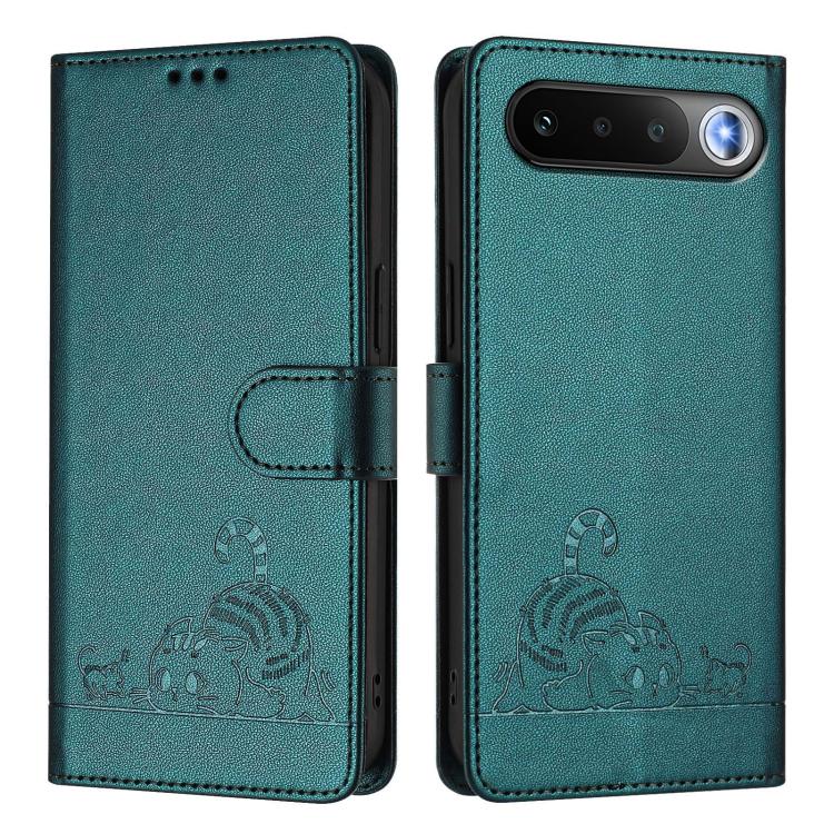 For Realme 16 5G Global Cat Rat Embossed Pattern RFID Leather Phone Case with Lanyard