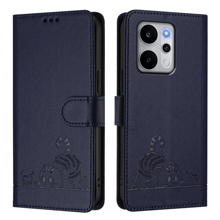 For Realme P4 Power 5G Cat Rat Embossed Pattern RFID Leather Phone Case with Lanyard
