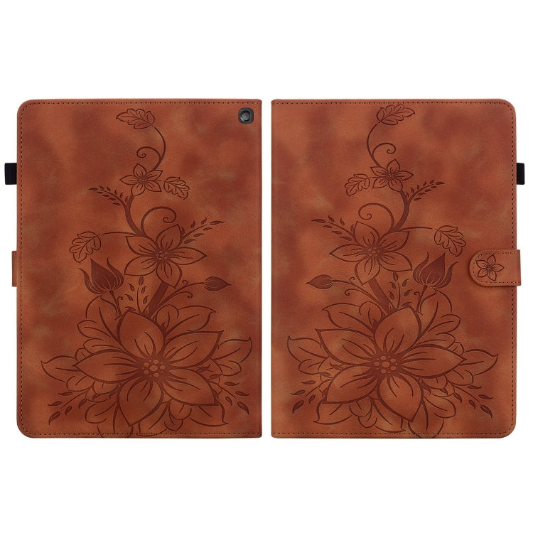 For Amazon Fire HD10 2023 Lily Embossed Leather Tablet Case