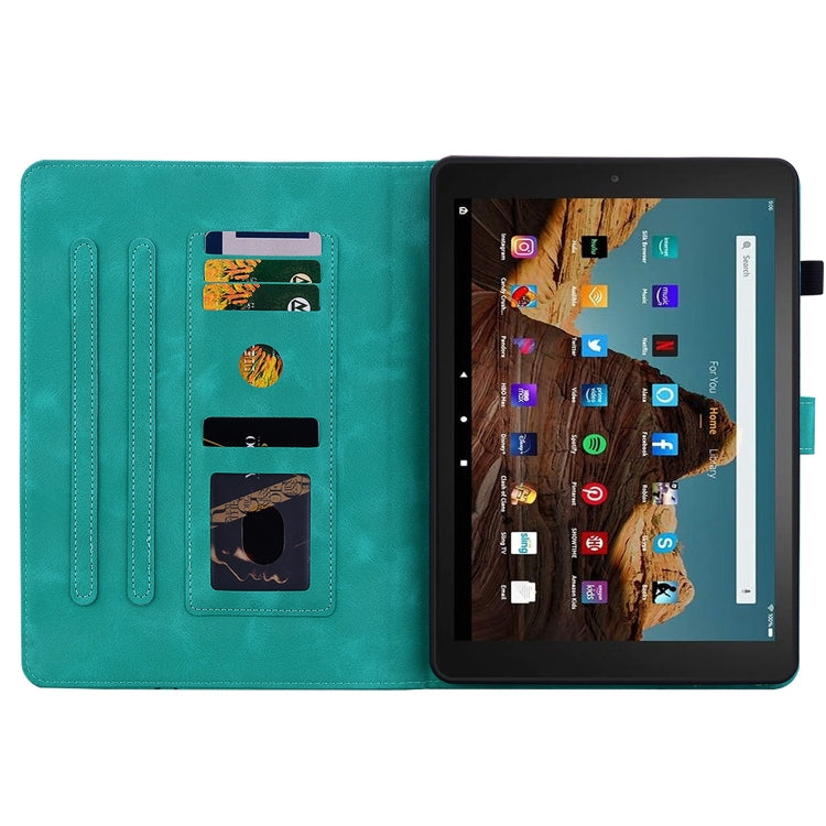 For Amazon Fire HD10 2023 Lily Embossed Leather Tablet Case