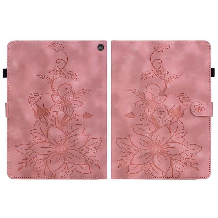 For Amazon Fire HD10 2023 Lily Embossed Leather Tablet Case