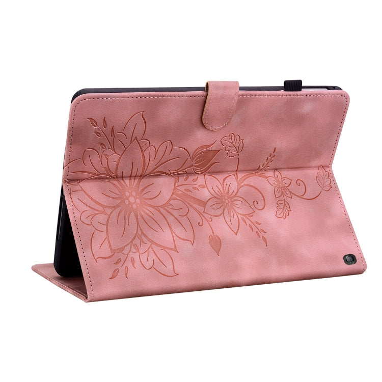 For Amazon Fire HD10 2023 Lily Embossed Leather Tablet Case