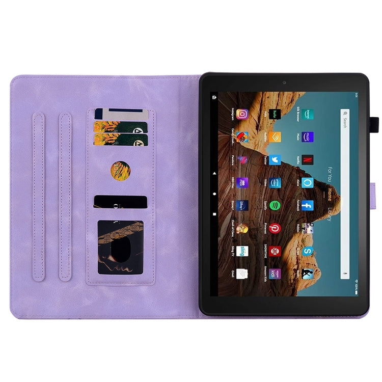 For Amazon Fire HD10 2023 Lily Embossed Leather Tablet Case